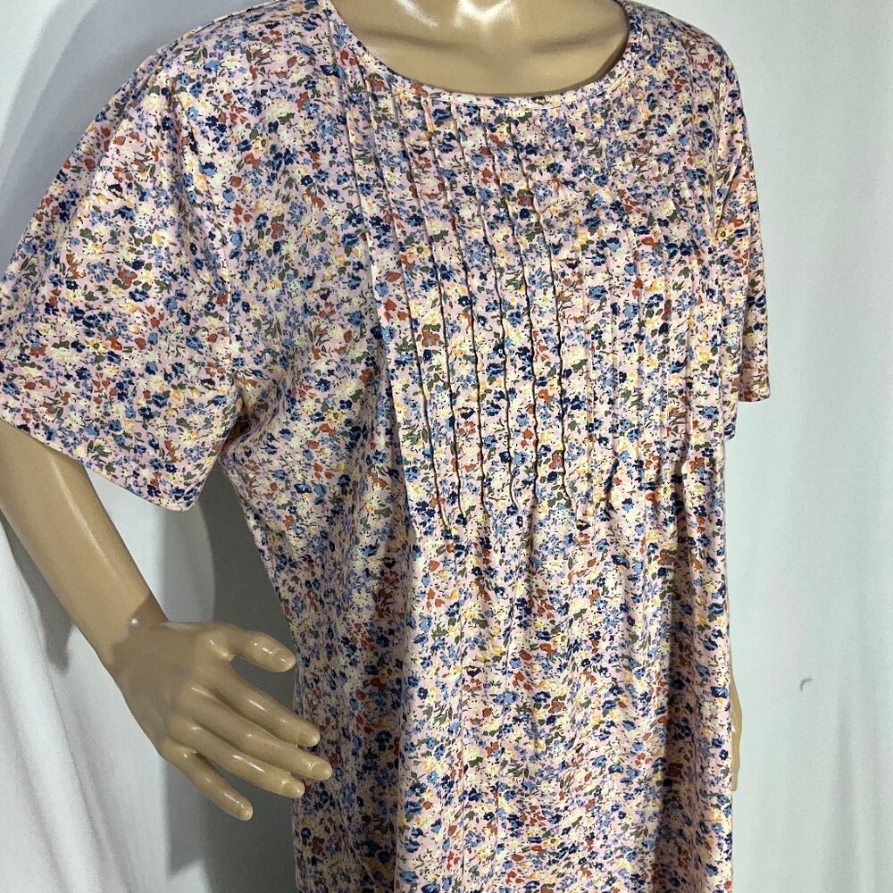Fantaslook Sz XL Short Sleeve Shirt Floral Top Pleated